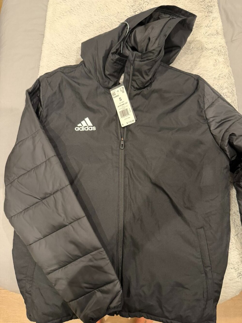 NWT's black hooded Adidas coat